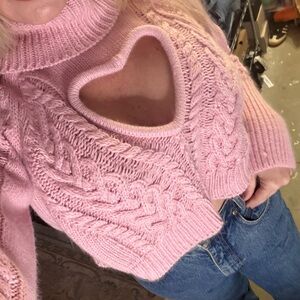 Cropped For Love & Lemons Heart Cutout Sweater